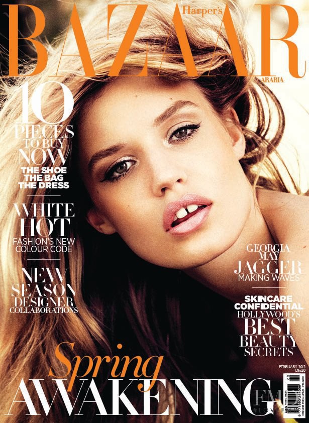 Georgia May Jagger featured on the Harper\'s Bazaar Arabia cover from February 2013