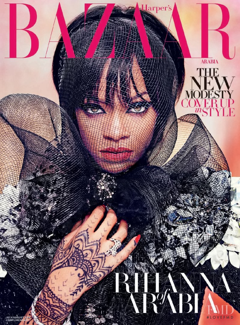 Rhianna featured on the Harper\'s Bazaar Arabia cover from July 2014