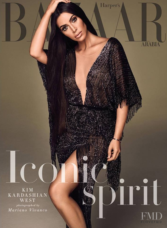Kim Kardashian featured on the Harper\'s Bazaar Arabia cover from September 2017