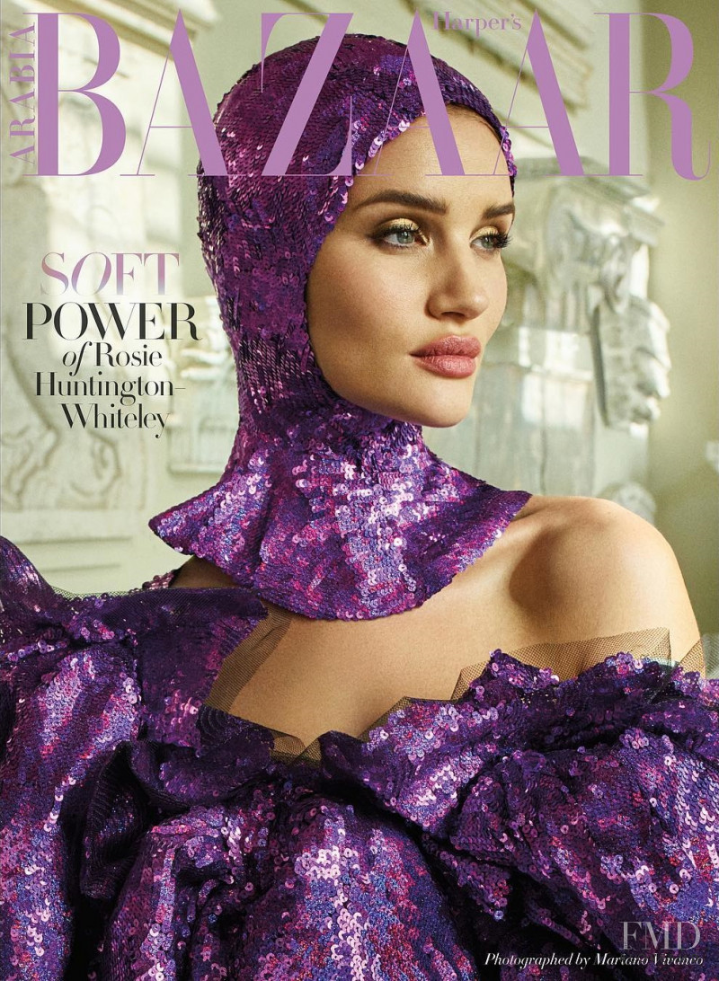 Rosie Huntington-Whiteley featured on the Harper\'s Bazaar Arabia cover from April 2018