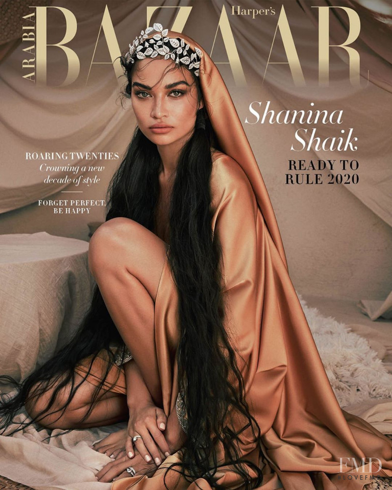Shanina Shaik featured on the Harper\'s Bazaar Arabia cover from January 2020