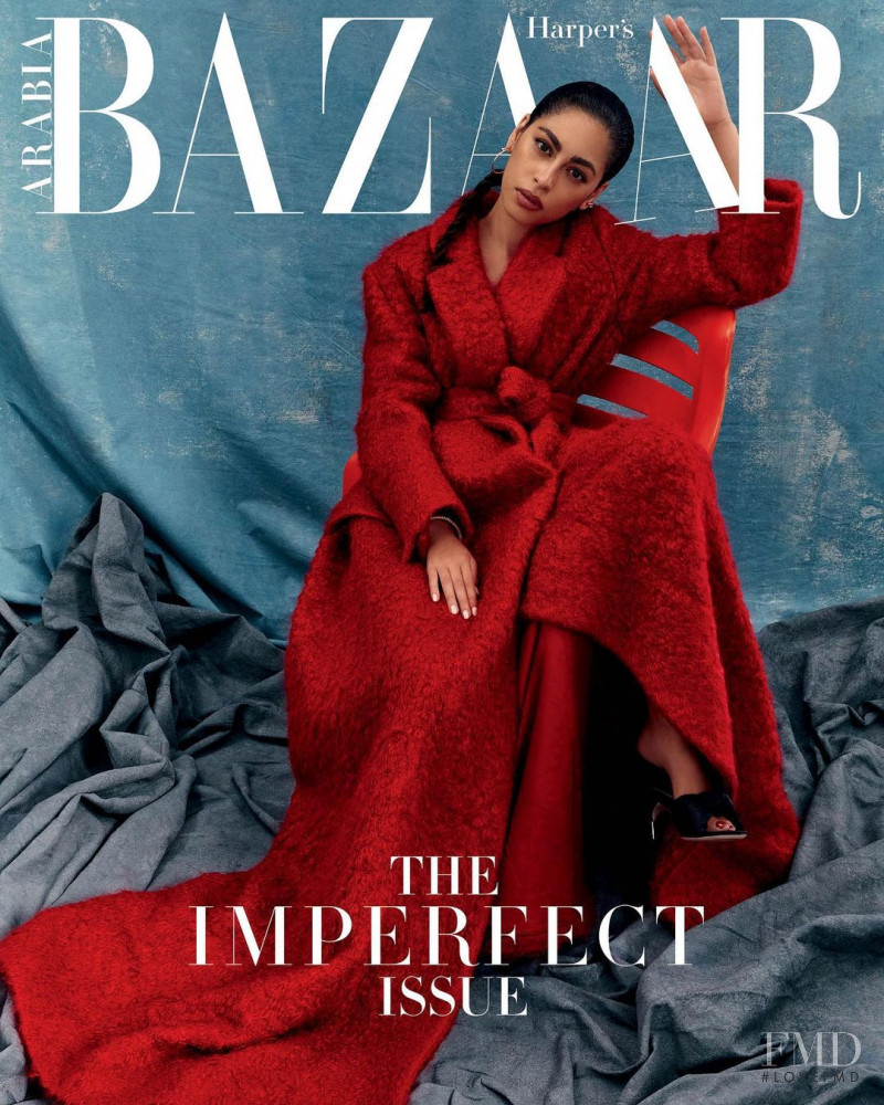 Mina El Hammani featured on the Harper\'s Bazaar Arabia cover from October 2020