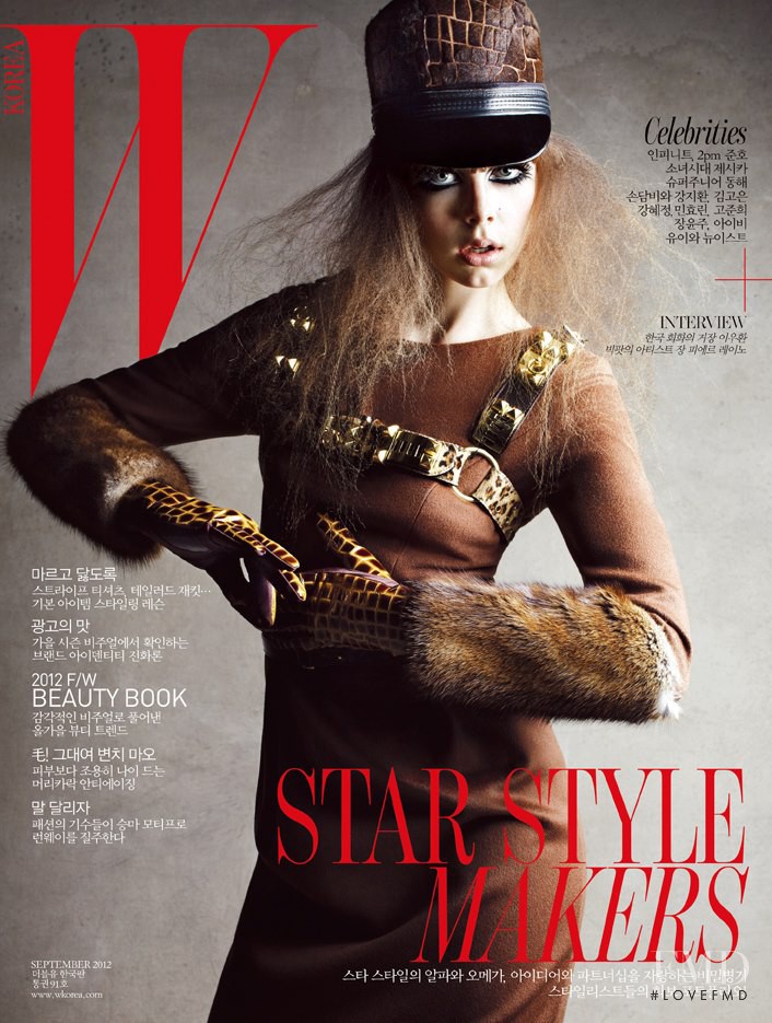 Edie Campbell featured on the W Korea cover from September 2012