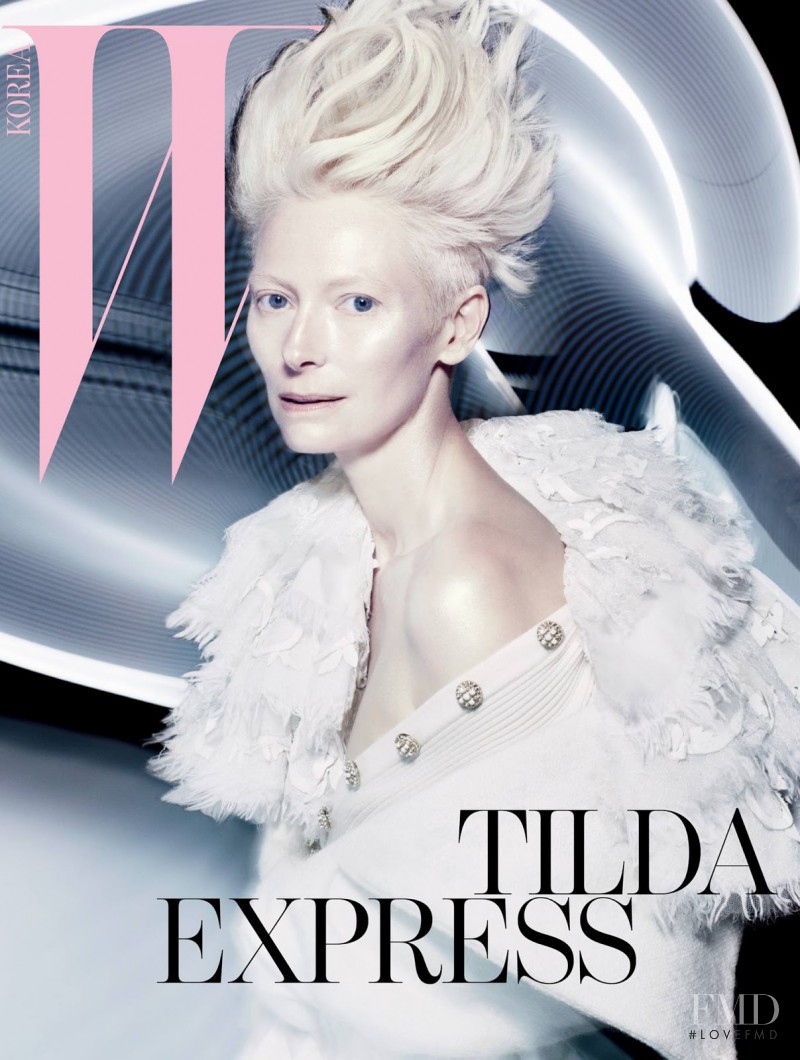 Tilda Swinton featured on the W Korea cover from August 2013