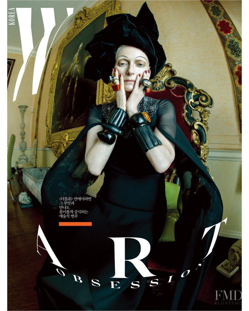 Tilda Swinton featured on the W Korea cover from January 2019