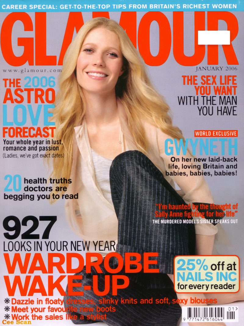 Gwyneth Paltrow featured on the Glamour UK cover from January 2006