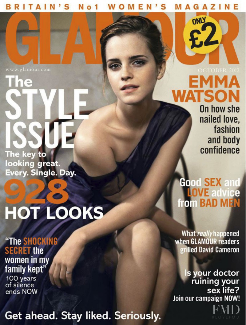 Emma Watson featured on the Glamour UK cover from October 2012