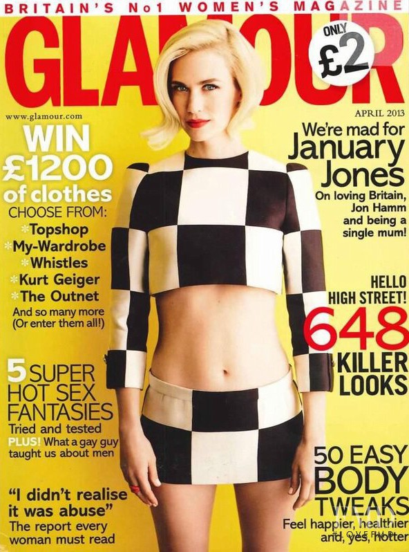 January Jones featured on the Glamour UK cover from April 2013