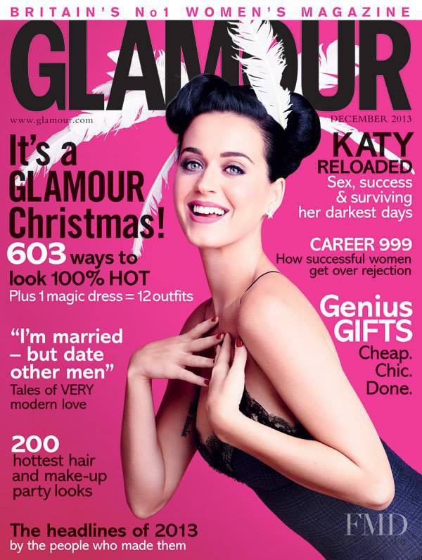 Katy Perry featured on the Glamour UK cover from December 2013