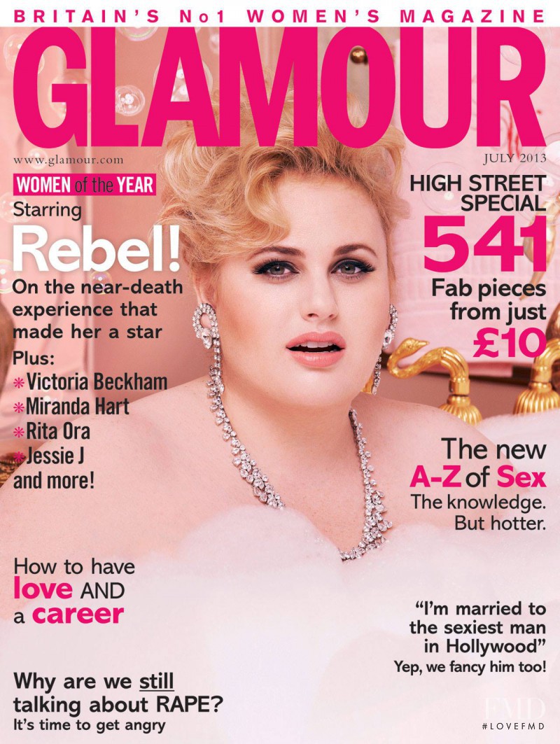Rebel Wilson featured on the Glamour UK cover from July 2013