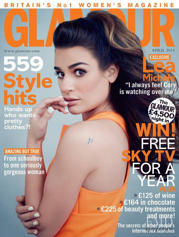 Lea Michelle featured on the Glamour UK cover from April 2014