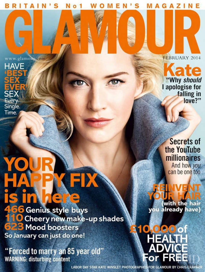 Kate Winslet featured on the Glamour UK cover from February 2014