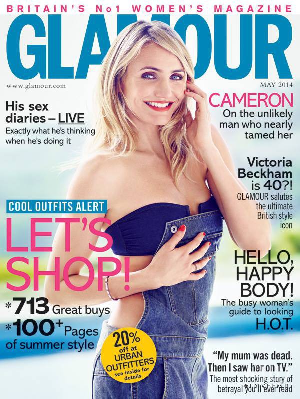 Cameron Díaz featured on the Glamour UK cover from May 2014