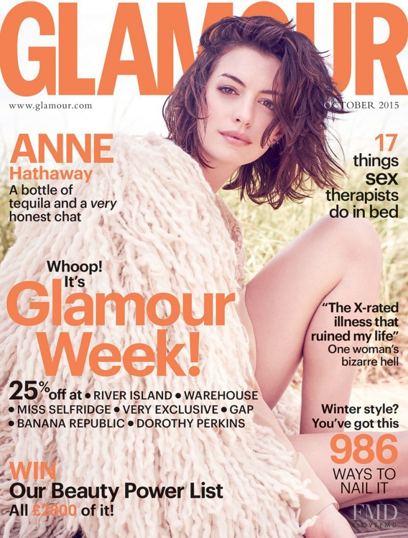 Anne Hathaway featured on the Glamour UK cover from October 2015