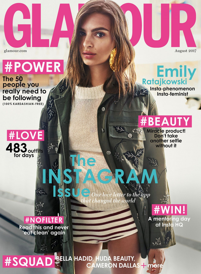 Emily Ratajkowski featured on the Glamour UK cover from August 2017