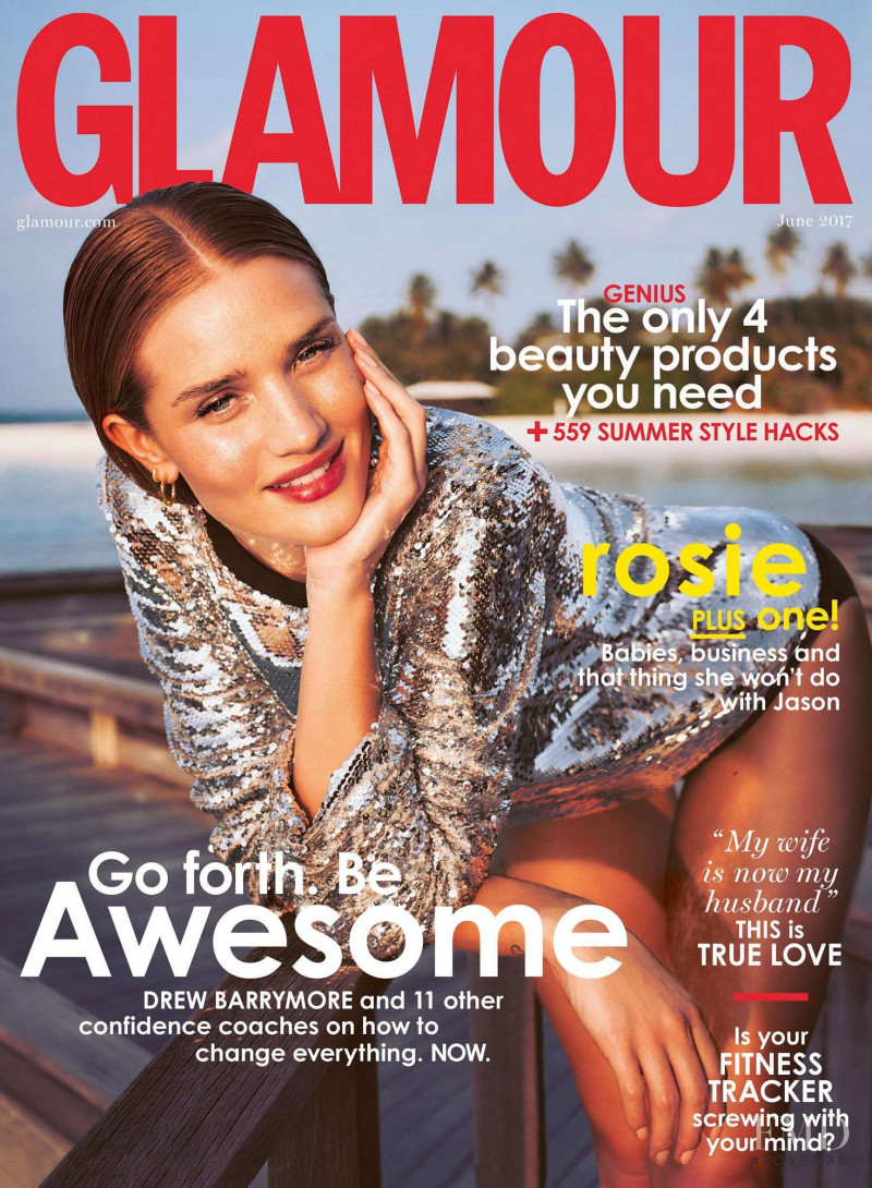 Rosie Huntington-Whiteley featured on the Glamour UK cover from June 2017