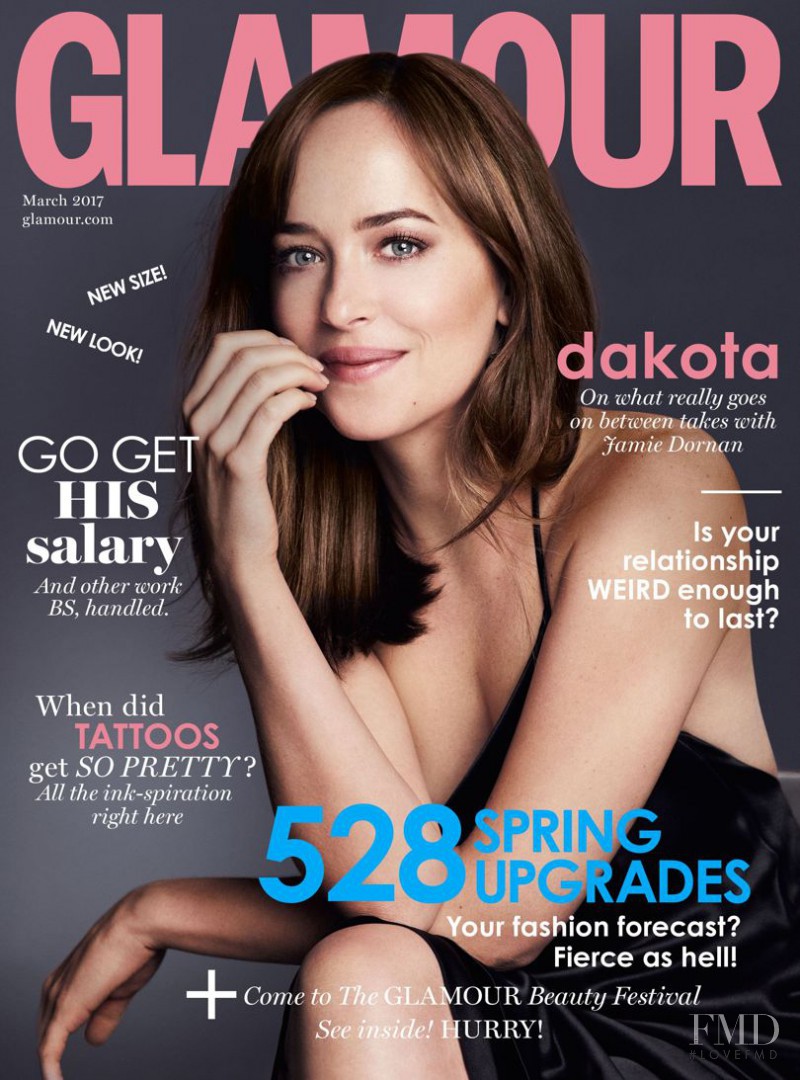 Dakota Johnson featured on the Glamour UK cover from March 2017