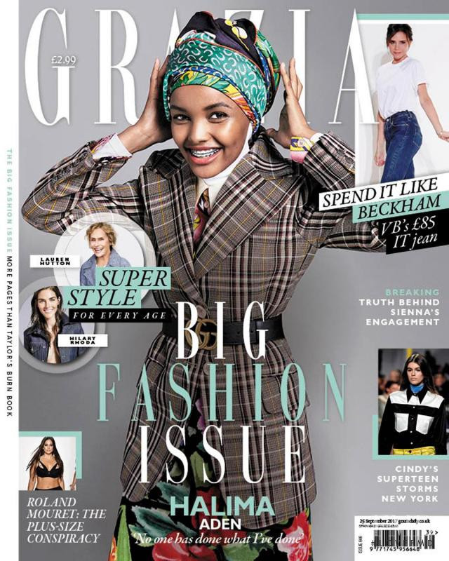 Halima Aden featured on the Glamour UK cover from September 2017