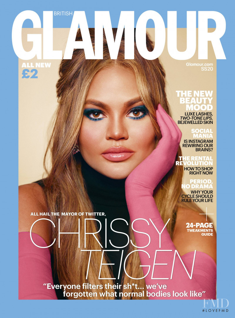 Christine Teigen featured on the Glamour UK cover from March 2020