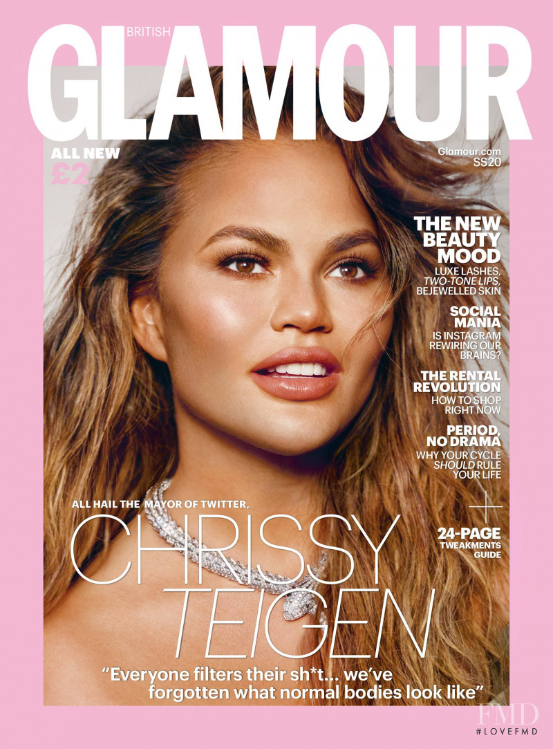 Christine Teigen featured on the Glamour UK cover from March 2020