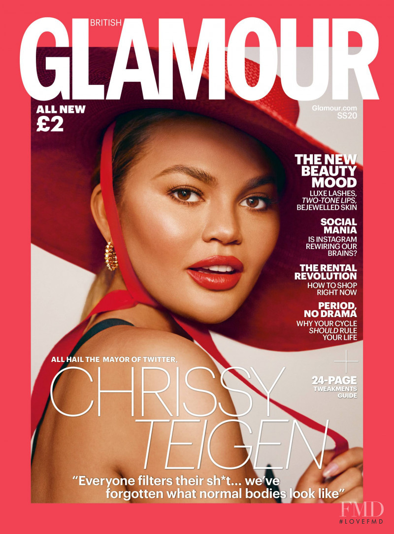 Christine Teigen featured on the Glamour UK cover from March 2020