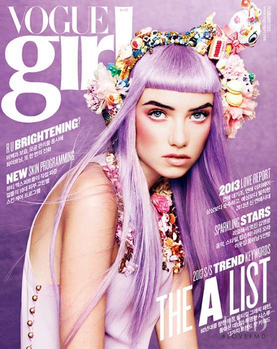 Grace Hartzel featured on the Vogue Girl Korea cover from February 2013