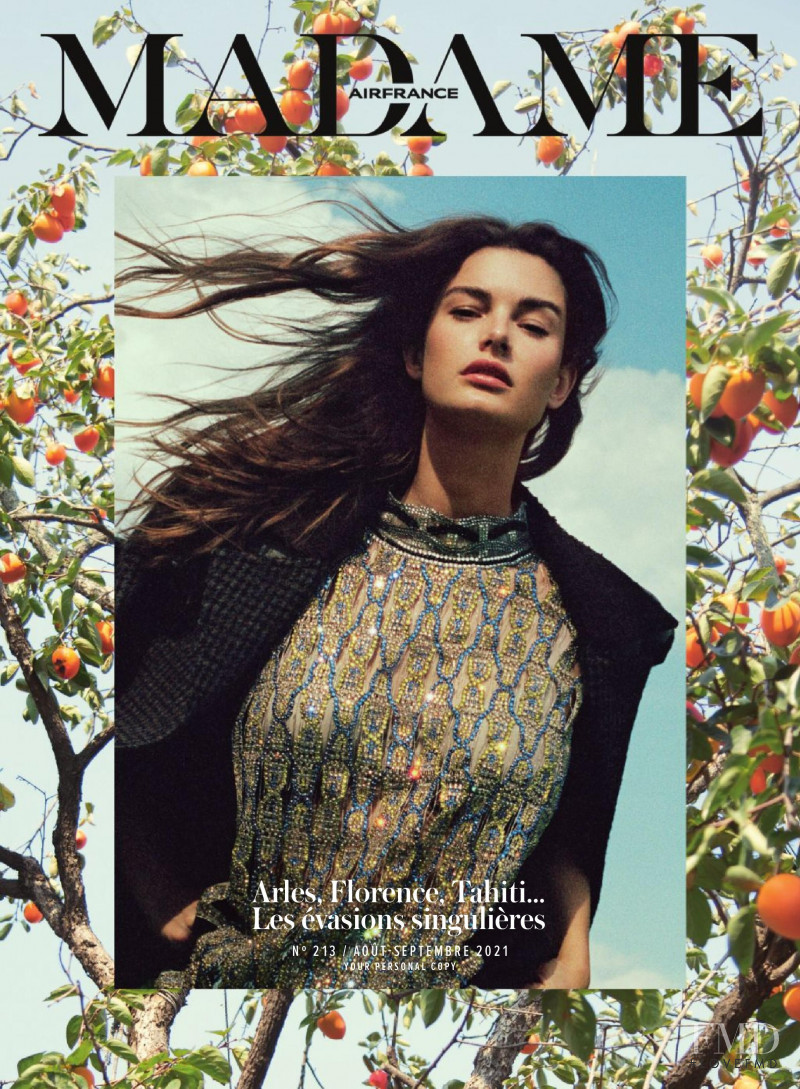 Ophélie Guillermand featured on the Air France Madame cover from August 2021