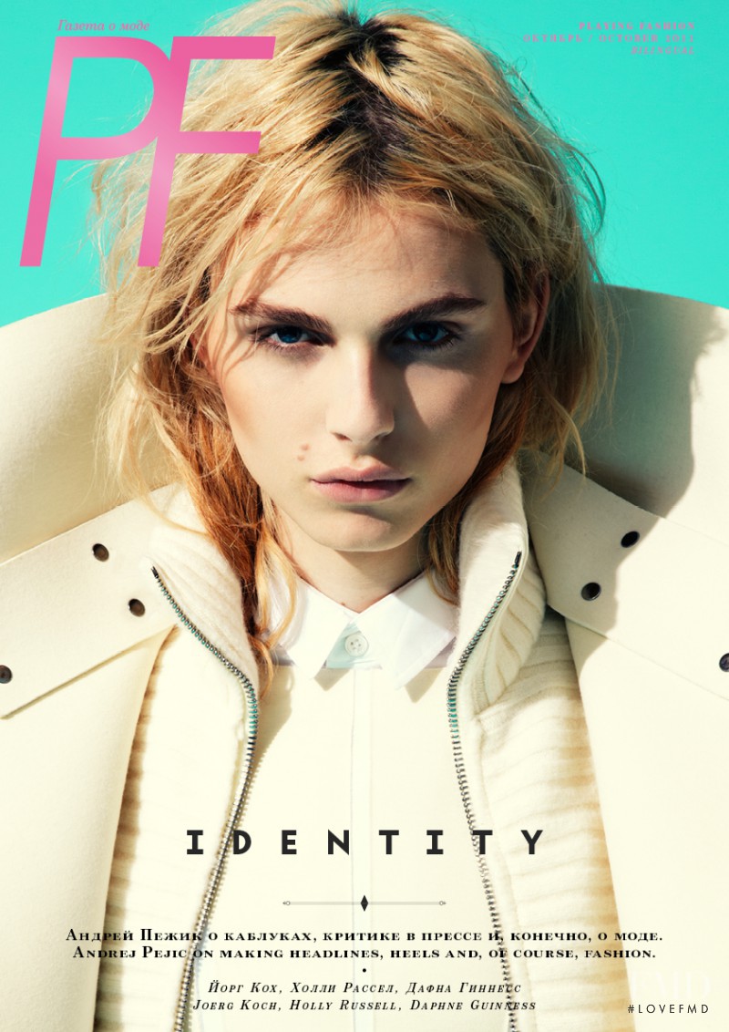 Andrej Pejic featured on the Playing Fashion cover from October 2011