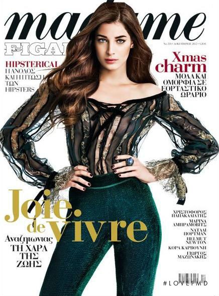 Angie Karantoni featured on the Madame Figaro Greece cover from December 2012