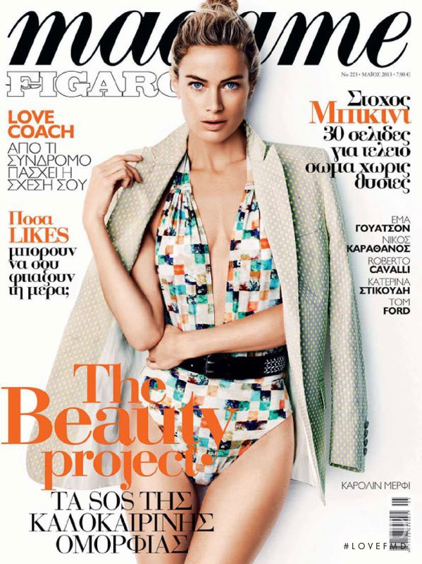 Carolyn Murphy featured on the Madame Figaro Greece cover from May 2013