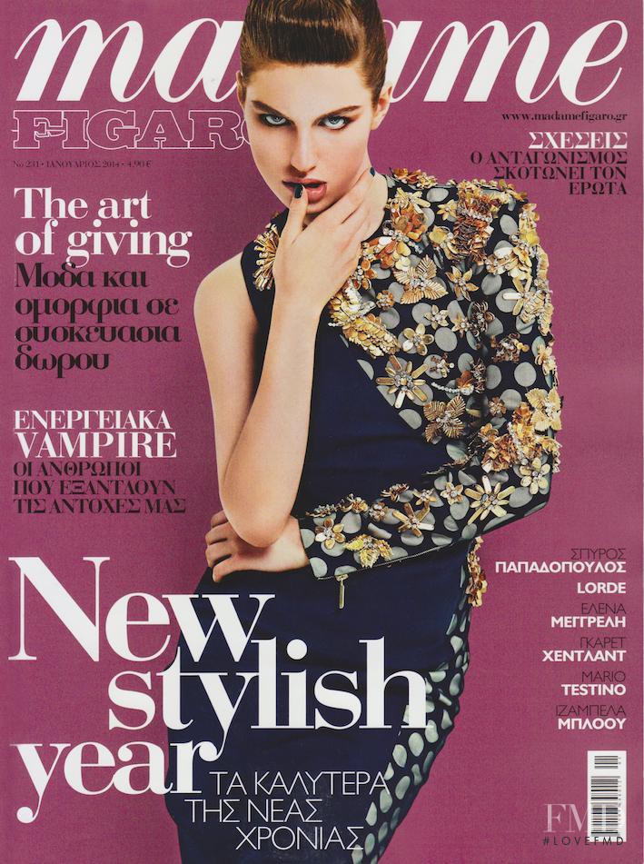 Tali Lennox featured on the Madame Figaro Greece cover from January 2014