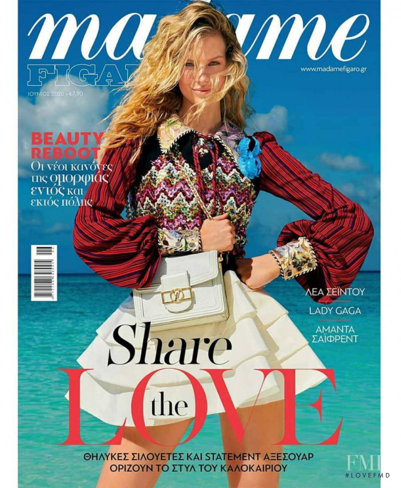 Nadine Leopold featured on the Madame Figaro Greece cover from June 2020