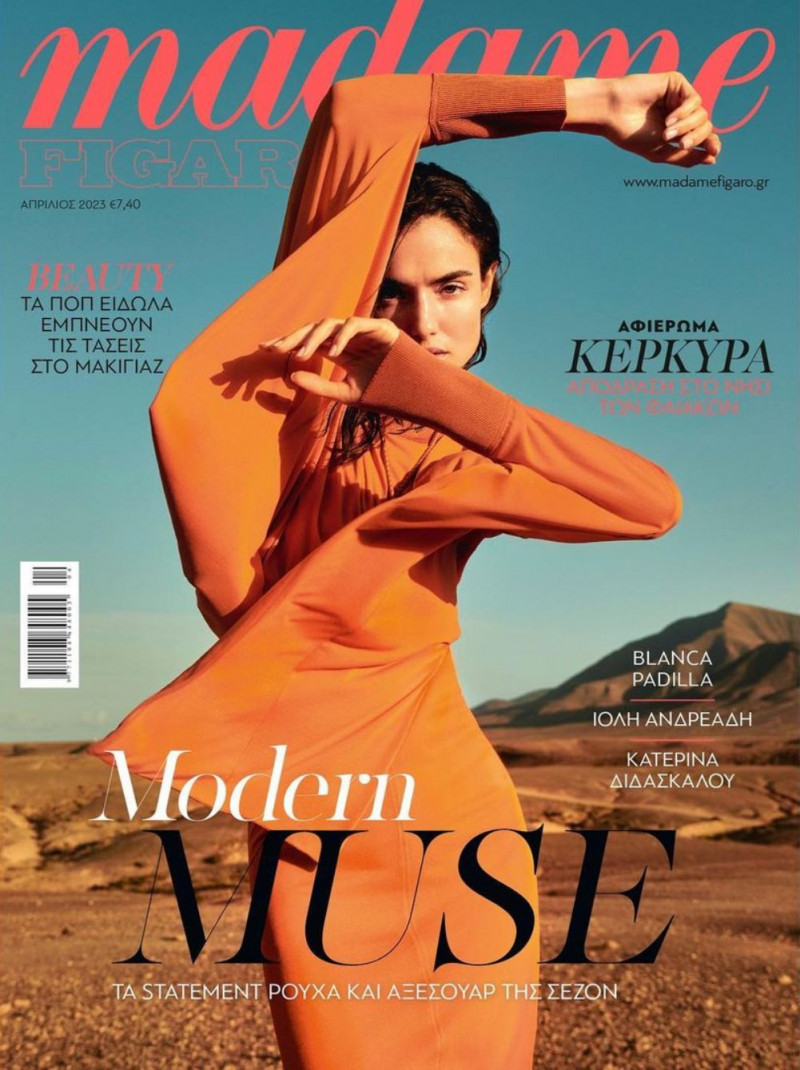 Blanca Padilla featured on the Madame Figaro Greece cover from April 2023
