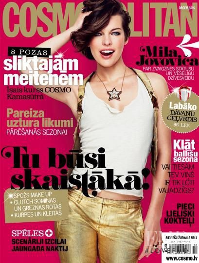 Milla Jovovich featured on the Cosmopolitan Latvia cover from December 2012