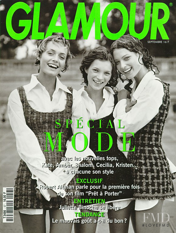 Amber Valletta, Kate Moss, Shalom Harlow featured on the Glamour France cover from September 1993