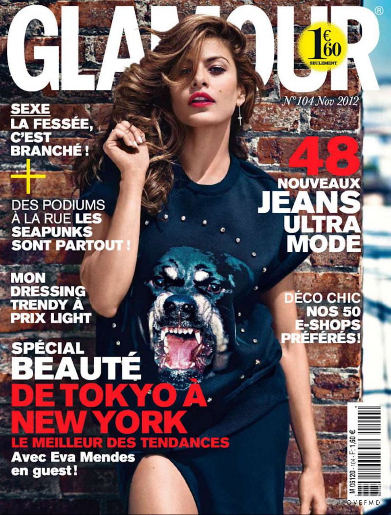 Eva Mendes featured on the Glamour France cover from November 2012