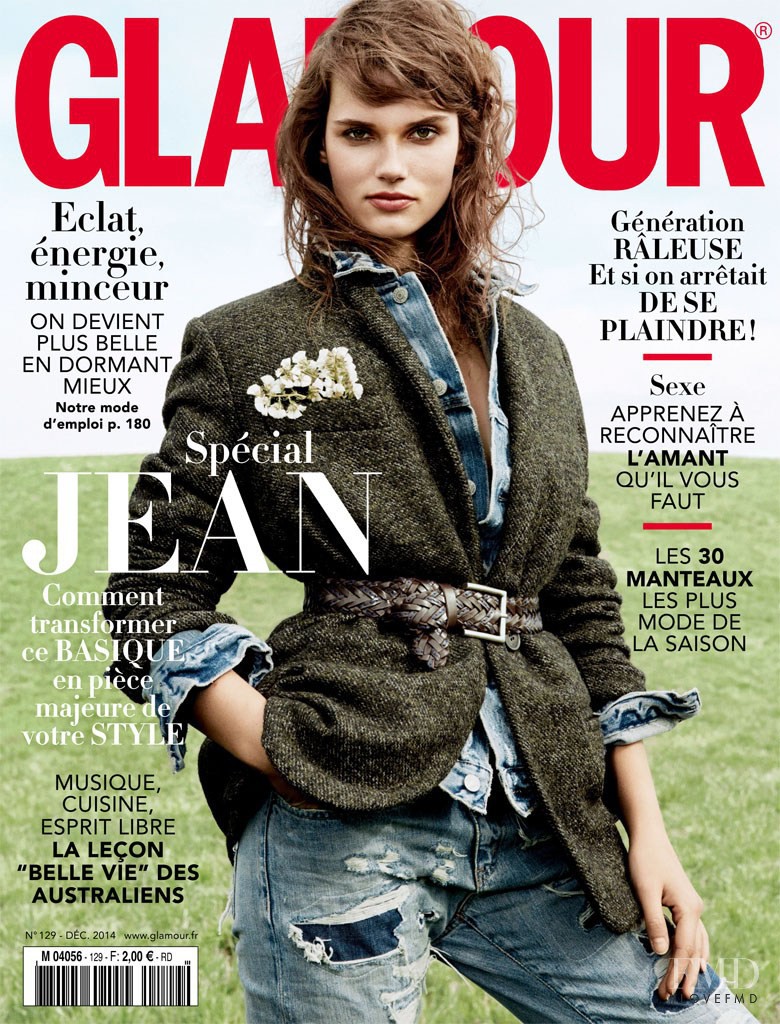 Giedre Dukauskaite featured on the Glamour France cover from December 2014