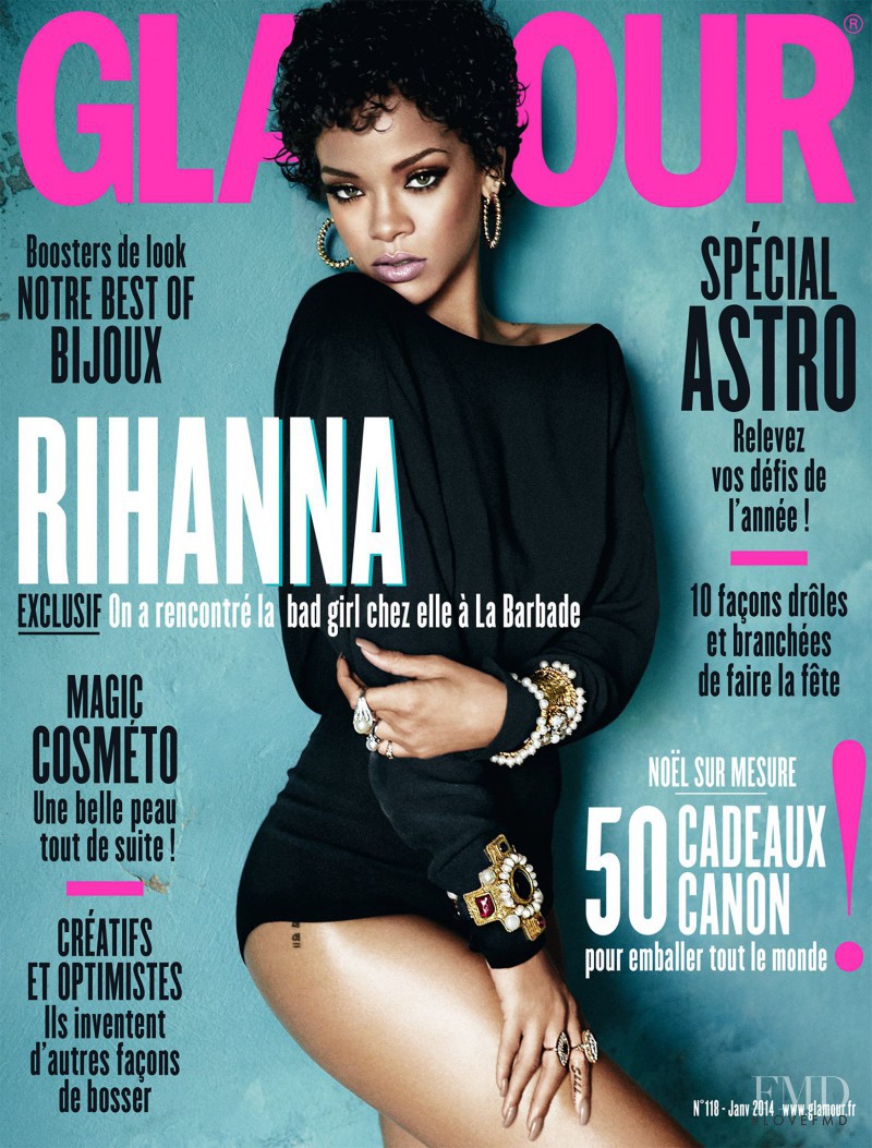 Rihanna featured on the Glamour France cover from January 2014