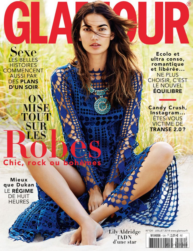 Lily Aldridge featured on the Glamour France cover from July 2014