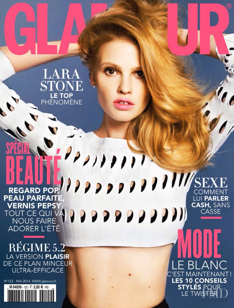 Lara Stone featured on the Glamour France cover from May 2014