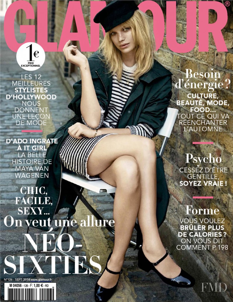 Nadine Leopold featured on the Glamour France cover from September 2014