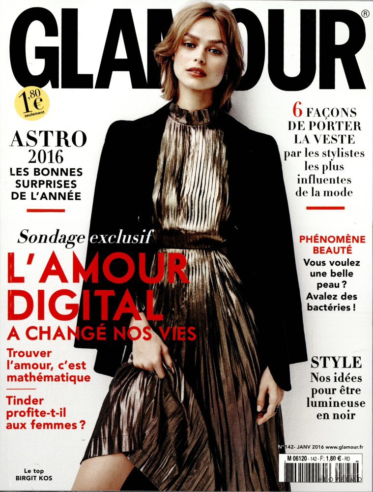 Birgit Kos featured on the Glamour France cover from January 2016