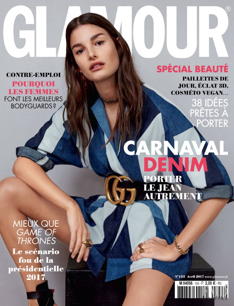 Ophélie Guillermand featured on the Glamour France cover from April 2017