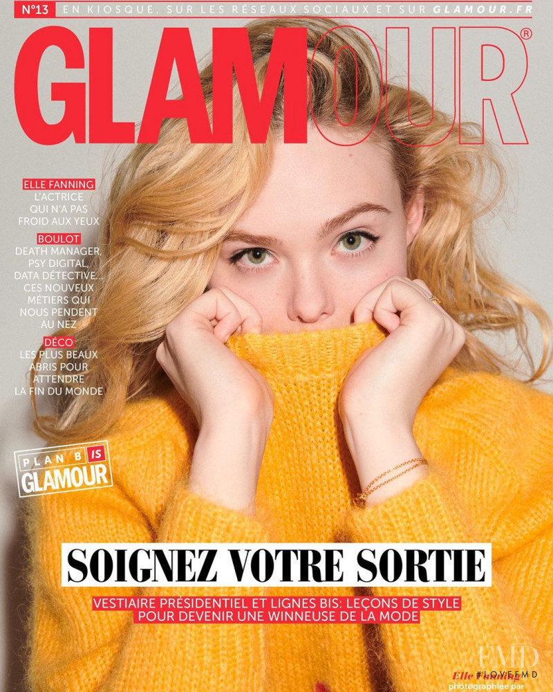 Elle Fanning featured on the Glamour France cover from March 2020