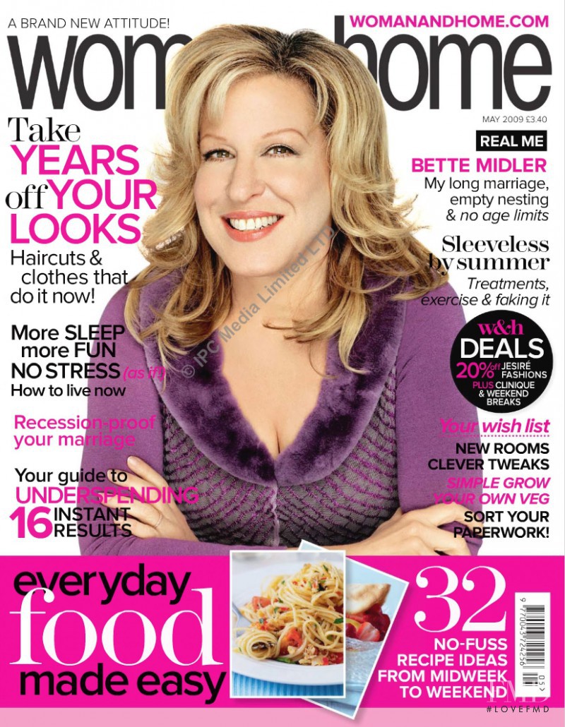 Bette Midler featured on the woman&home cover from May 2009