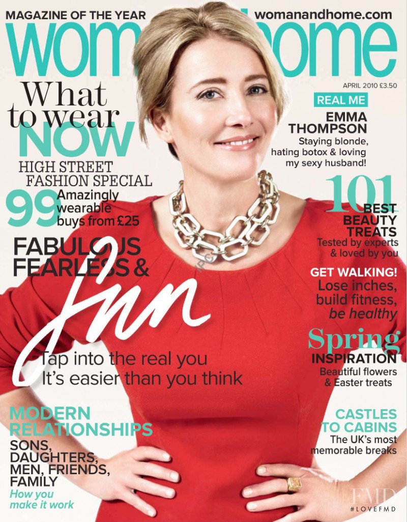Emma Thompson featured on the woman&home cover from April 2010