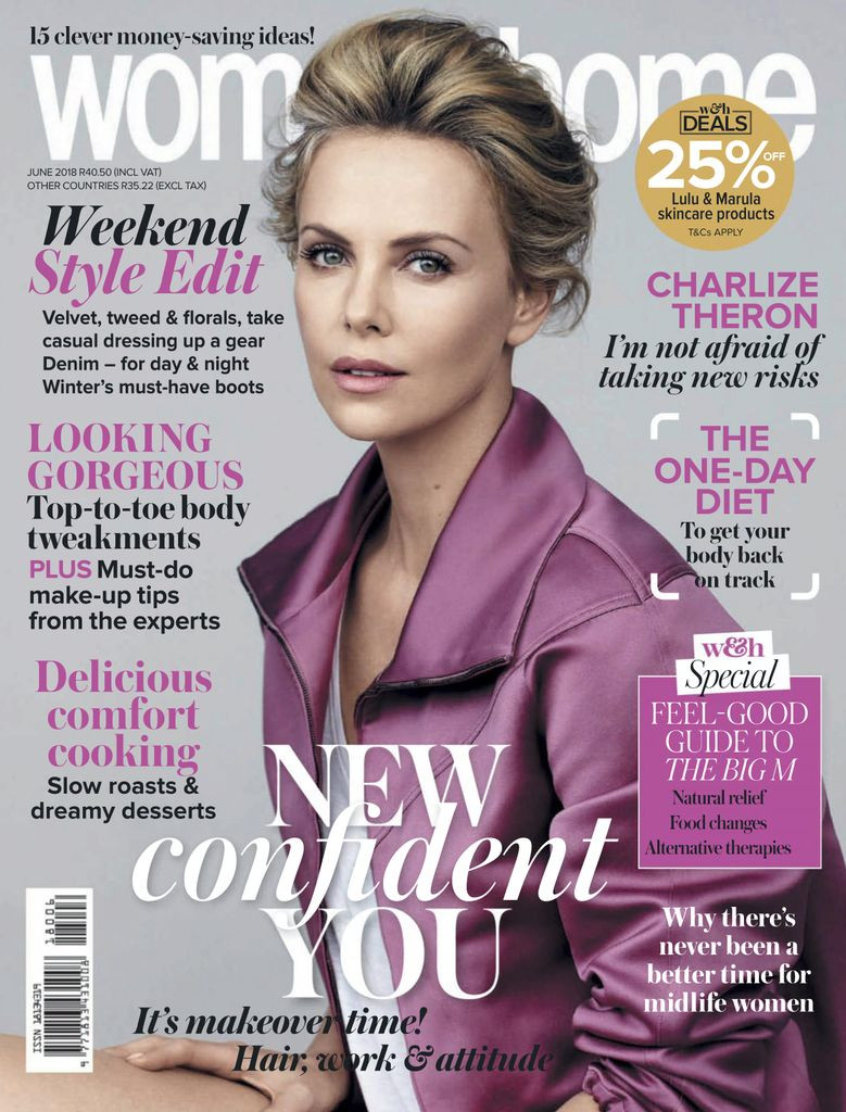 Charlize Theron featured on the woman&home South Africa cover from June 2018