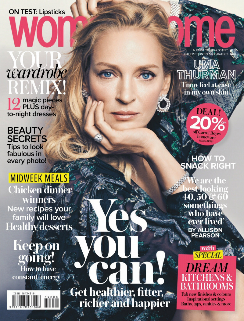 Uma Thurman featured on the woman&home South Africa cover from August 2019