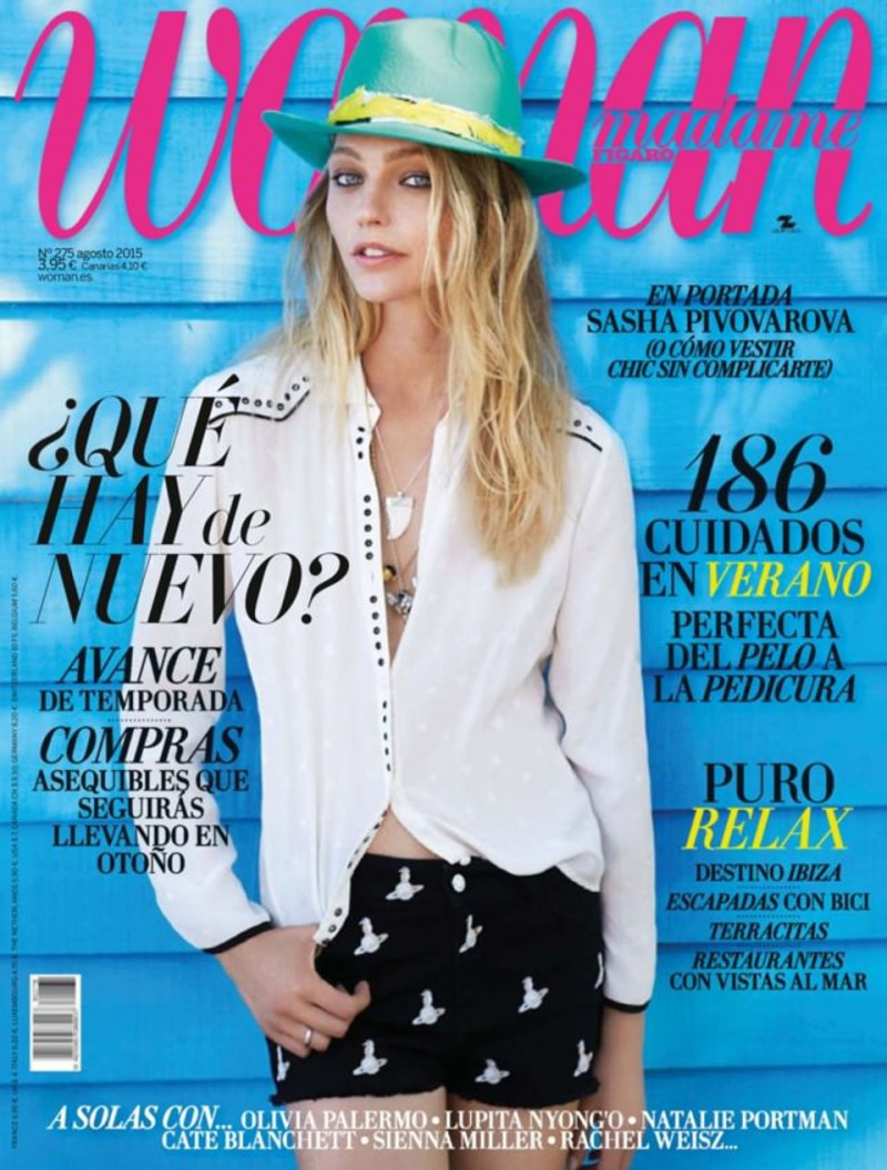 Sasha Pivovarova featured on the Woman Madame Figaro Spain cover from August 2015