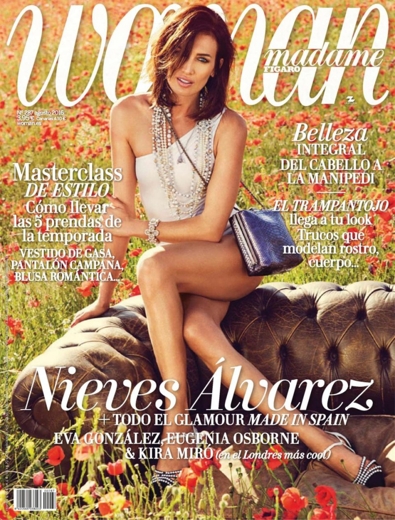 Nieves Alvarez featured on the Woman Madame Figaro Spain cover from August 2016